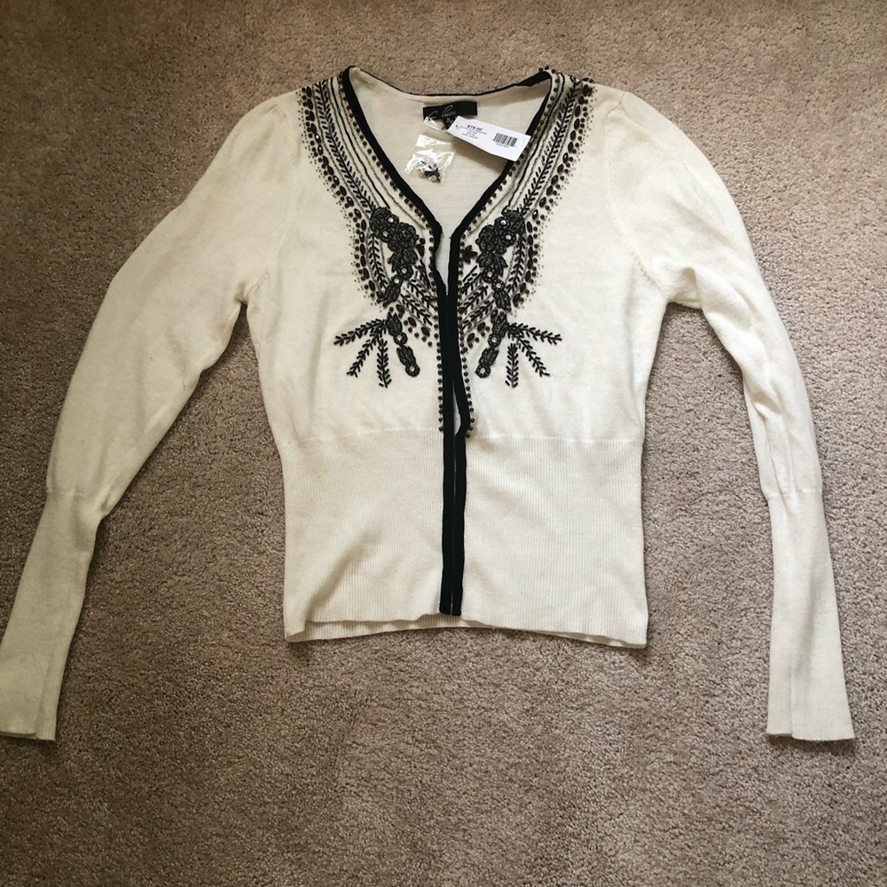 NWT C.LUCE CREAM BEAD CARDIGAN